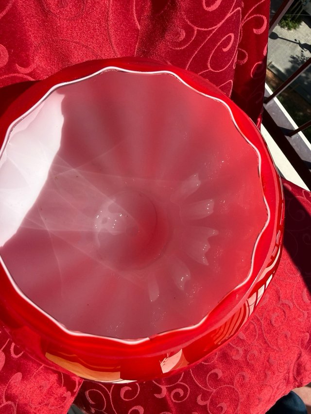 Jarrón Murano Rojo Tipo Copa Brandy Antiguo