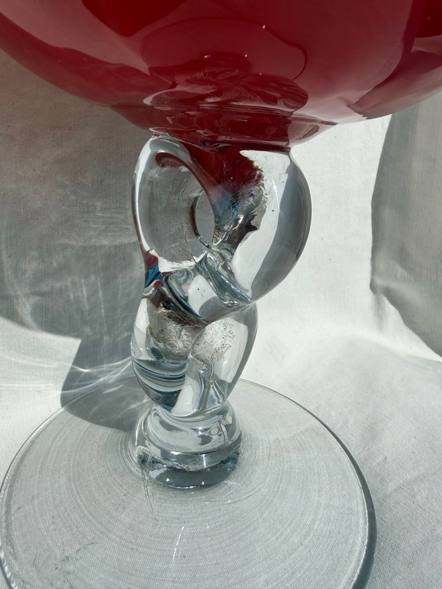 Jarrón Murano Rojo Tipo Copa Brandy Antiguo