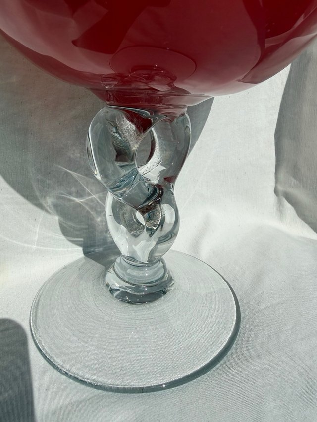 Jarrón Murano Rojo Tipo Copa Brandy Antiguo