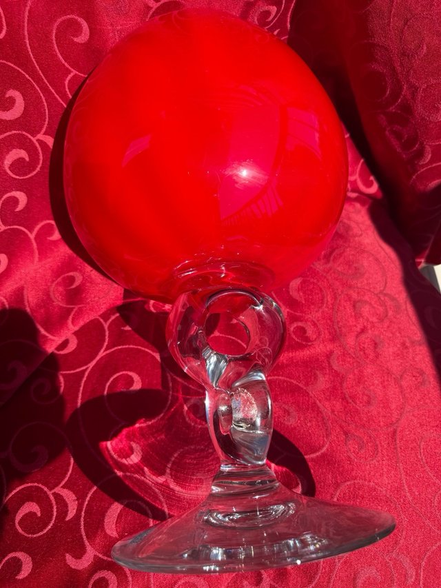 Jarrón Murano Rojo Tipo Copa Brandy Antiguo
