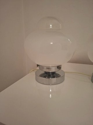 Coppia Lampade Vintage UFO Vetro Metallo