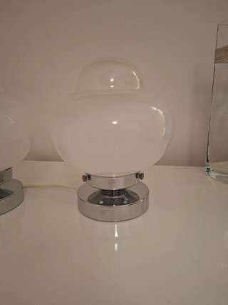 Coppia Lampade Vintage UFO Vetro Metallo