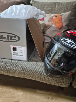 Casco Moto HJC Negro y Rojo