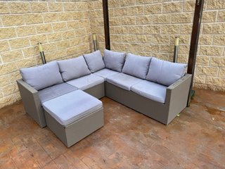 Conjunto sofá modular jardín mesita y cheslon