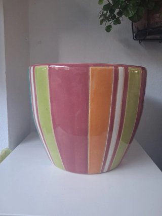 Macetero grande cerámica rayas