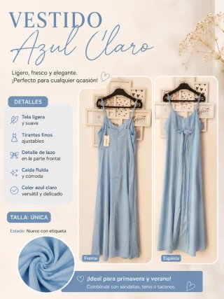 Vestido Azul Claro Ligero y Elegante