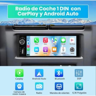 Radio 1 DIN Android Auto CarPlay + Cámara trasera.