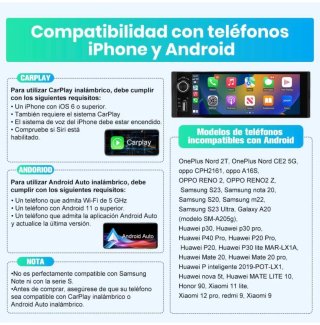 Radio 1 DIN Android Auto CarPlay + Cámara trasera.