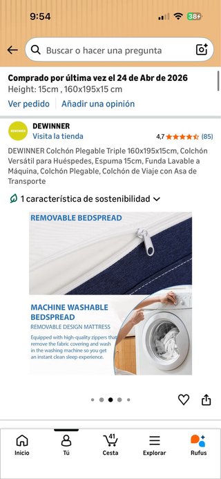 Colchón Plegable DEWINNER 160x195x15cm Nuevo