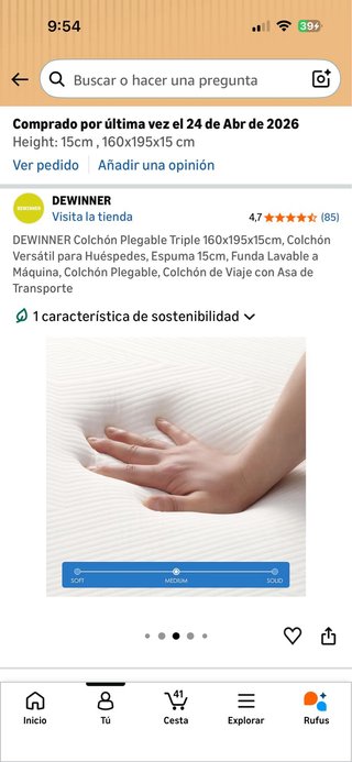 Colchón Plegable DEWINNER 160x195x15cm Nuevo