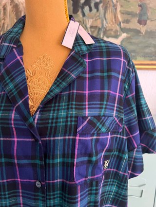 Victoria’s Secret Plaid Pajama Shirt Top NWT
