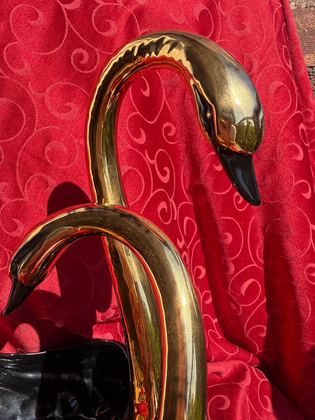 Escultura Cisnes Cerámica Italiana Vintage