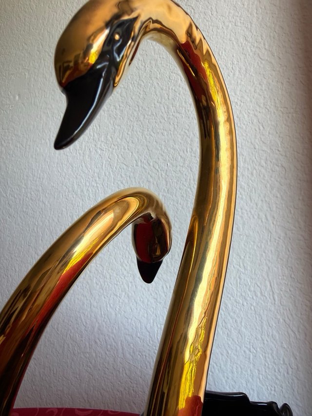 Escultura Cisnes Cerámica Italiana Vintage