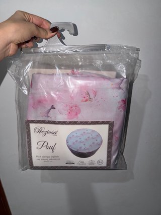 Pouf Preziosa rosa e bianco