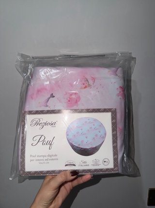 Pouf Preziosa rosa e bianco