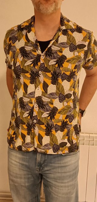 Camisa Hawaiana Hojas y Piñas Slim fit