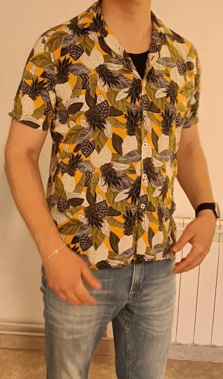 Camisa Hawaiana Hojas y Piñas Slim fit