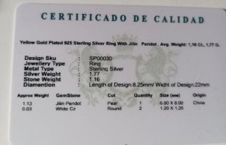 Conjunto Anillo y Pendientes Plata bañada en Oro
