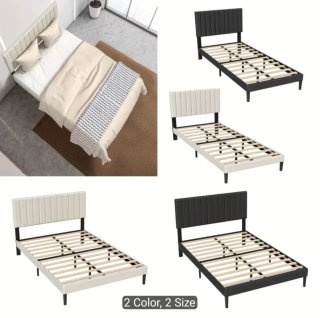 Letto Matrimoniale Beige con Testiera
