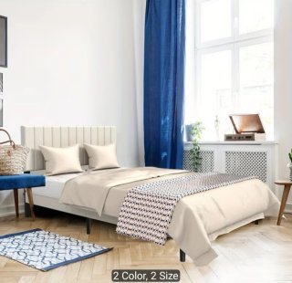 Letto Matrimoniale Beige con Testiera