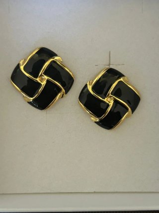 Orecchini Vintage Donna Nero e Oro