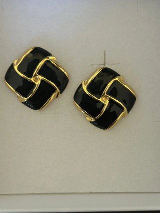 Orecchini Vintage Donna Nero e Oro