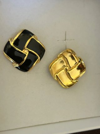 Orecchini Vintage Donna Nero e Oro