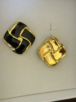 Orecchini Vintage Donna Nero e Oro