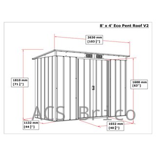 Caseta Metálica Eco Pent Roof 113x263x181 cm - Duramax