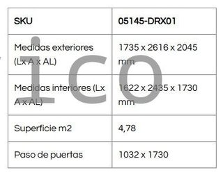Caseta Metálica Top Artemisa 173x261x204 cm - Duramax