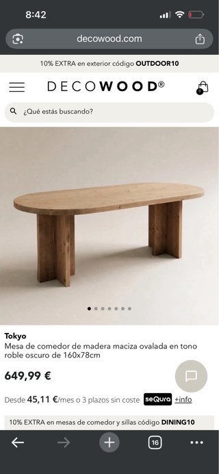 Mesa de Comedor DECOWOOD Tokyo Madera