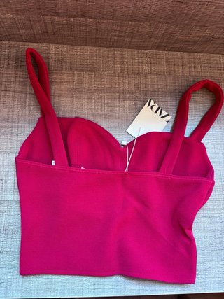 Pack 3 crop tops Zara nuevos etiqueta Negro Fucsia