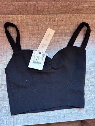 Pack 3 crop tops Zara nuevos etiqueta Negro Fucsia