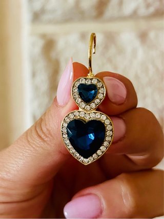 Orecchini donna cuore blu oro