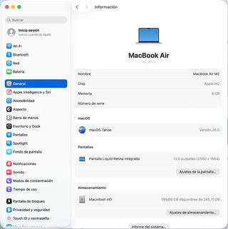 MacBook Air M2 2023 8GB 256Gb (Azul Medianoche)