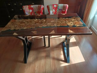 Mesa de salón de Resina Epoxi  Madera