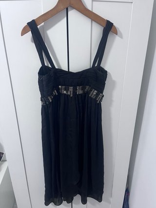 Vestido negro fiesta con pedrería
