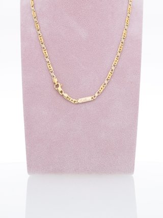 Collana due ori 18kt maglie piatte alternate