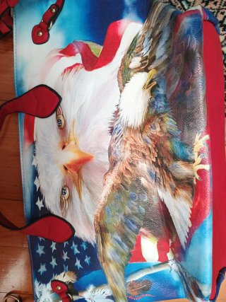 Borsa tote con aquila e bandiera USA