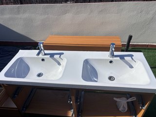 Mueble doble lavabo baño madera