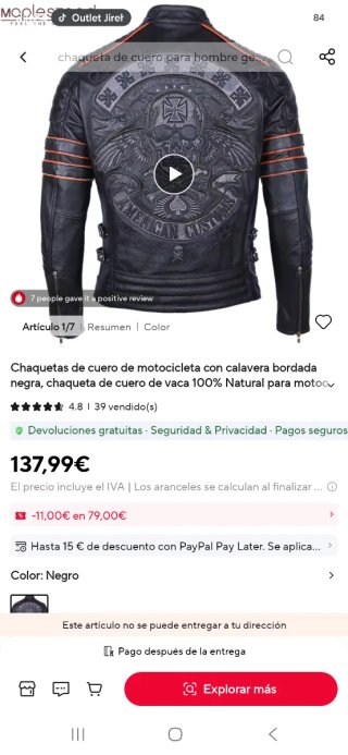 Chaqueta de cuero Copersian  bordada