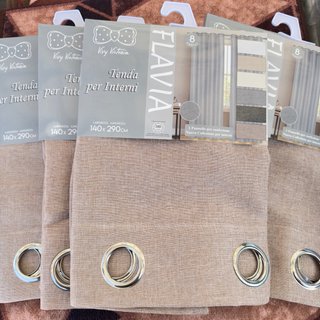 4 tende beige, effetto canapone 140x280cm.
