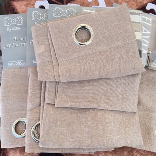 4 tende beige, effetto canapone 140x280cm.