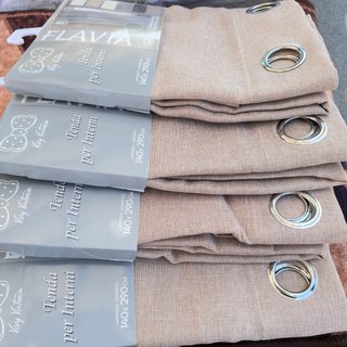 4 tende beige, effetto canapone 140x280cm.