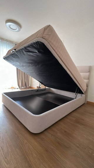 Cama Somniax Beige con Cabecero Tapizado