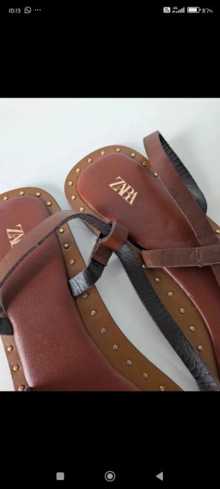 Sandalias planas Zara Marrón Talla 39