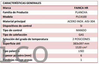Plancha Gas Acero Laminado Serie 100 - PLC4100