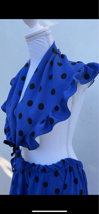 Falda Rociera Azul con Piquillo Talla Única