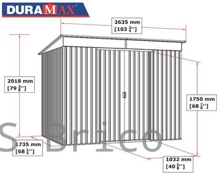 Caseta Metálica Top Shed Pent Roof Antracita 173x263x201 cm - Duramax