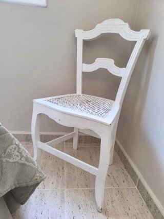 Silla blanca efecto envejecido con rejilla, 2 unid